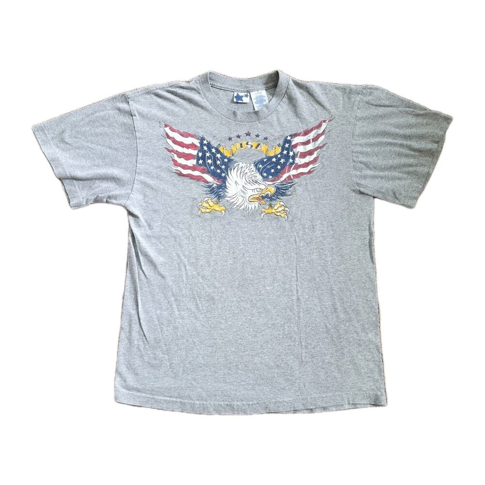 Vintage USA Eagle Tshirt Mens Size L American Flag Maga Patriotic July 4th Biker